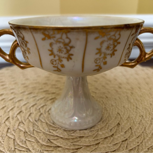 Vintage Pearlescent Royal Sealy Lusterware Double Handled Compote Cup, Berry cup - Picture 3 of 12